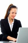 Customer Service Operator Woman Stock Photo