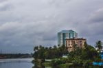 Buildings On The Edge Of A River Stock Photo