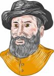 Ferdinand Magellan Bust Drawing Stock Photo