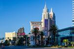 Las Vegas, Nevada/usa - August 1 ; View At Sunrise Of Hotels In Stock Photo