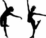 Dancing Silhouettes Children Stock Photo