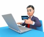 Credit Card Means World Wide Web And Bought 3d Rendering Stock Photo