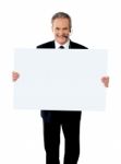 Businessman Showing White Board Stock Photo