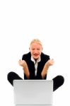 Businesswoman With Laptop Stock Photo