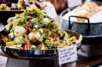 Salad Buffet With A Rich Choice Stock Photo