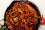 Fresh Seafoos Stew On An Iron Skillet Stock Photo