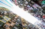 A Look Up View Of Quarry Bay In Hong Kong,china Stock Photo