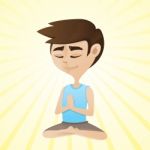 Man Meditating In Sitting Cross Legged Position Stock Photo