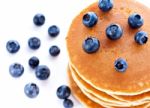 Stack Of Pancakes With Fresh Blueberries Stock Photo