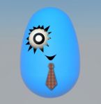 Blue Easter Egg With Face Stock Photo