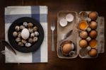 Poultry Eggs Flat Lay Still Life Rustic With Food Stylish Stock Photo