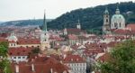 View From The Castle Entrance Towards Prague Stock Photo