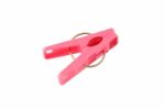 Plastic Pink Cloth Peg On White Background Stock Photo