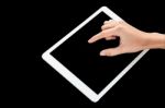 Fingers Pointing On Tablet Pc Stock Photo