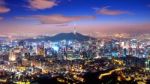 View Of Downtown Cityscape And Seoul Tower In Seoul, South Korea Stock Photo