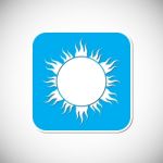 Sun Icon. Blue Square Frame.  Illustration Stock Photo