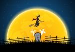 Halloween Witch Moon  Stock Photo