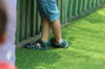 A Child In A Playground Stock Photo