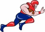 American Football Running Back Charging Cartoon Stock Photo