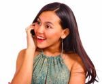 Smiling Girl On Phone Stock Photo