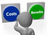 Costs Benefits Buttons Show Value And Analysis Stock Photo