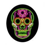 Sugar Skull Oval Neon Sign Stock Photo