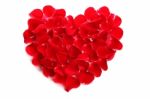 Heart Shape With Red Rose Petals Stock Photo