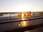 Sunset Light Thru The Glasses Lens Stock Photo