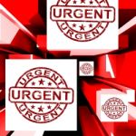 Urgent On Cubes Shows Urgent Priority Stock Photo