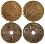 Vintage Coins Of Norway Stock Photo