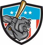 Bulldog Baseball Batting Usa Crest Cartoon Stock Photo