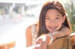 Portrait Of Thai Student Teen Beautiful Girl Happy And Relax Stock Photo