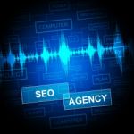 Seo Agency Shows Search Engine And Agent Stock Photo