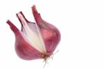 Shallots Still Life White Background Stock Photo