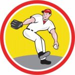 Baseball Pitcher Throw Ball Cartoon Stock Photo