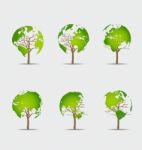 Tree Shaped World Map Stock Photo