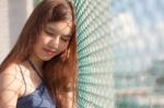 Portrait Of Thai Adult Beautiful Girl Relax And Smile Stock Photo