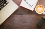 Work Table Of Hipster Freelance Stock Photo