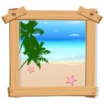 Beach View In Photo Frame Stock Photo