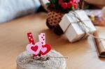 Colorful Heart On The Desk Stock Photo