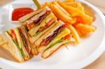 Triple Decker Club Sandwich Stock Photo