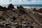 Rocky Coastline Near Bude Stock Photo