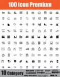 100 Icon Set Premium On White Background Stock Photo