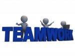 Teamwork Showing 3d Characters Working Together Stock Photo