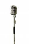 Vintage Microphone Isolated On White Stock Photo