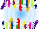 Reaching Out Represents Hands Together And Buddies Stock Photo