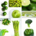 Green Healthy Food Collage Collection Stock Photo