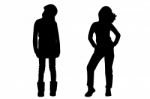 Silhouette Friends Stock Photo