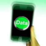 Data Mobile Shows Documents Information And Cloud Stock Photo