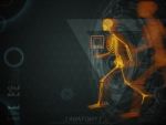 3d Illustration Of  Walking Fire Skeleton By X-rays On Backgroun Stock Photo